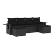 Afuera Living Contemporary 6 Piece Poly Rattan Large Sofa Set in Black