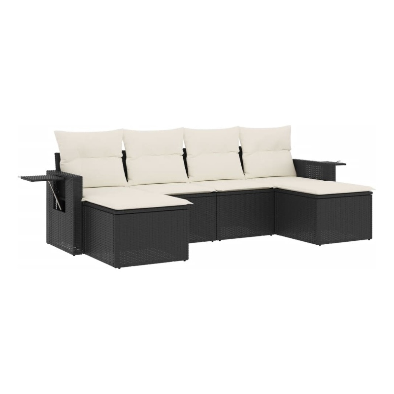 Afuera Living Contemporary 6 Piece Poly Rattan Sofa Set in Black