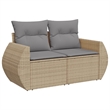 Afuera Living Contemporary 4 Piece Poly Rattan Large Sofa Set in Beige