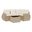 Afuera Living Contemporary Synthetic Poly Rattan 5 Piece Sofa Set in Cream/Beige