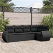 Afuera Living Contemporary Synthetic Poly Rattan  Large Sofa Set in Black
