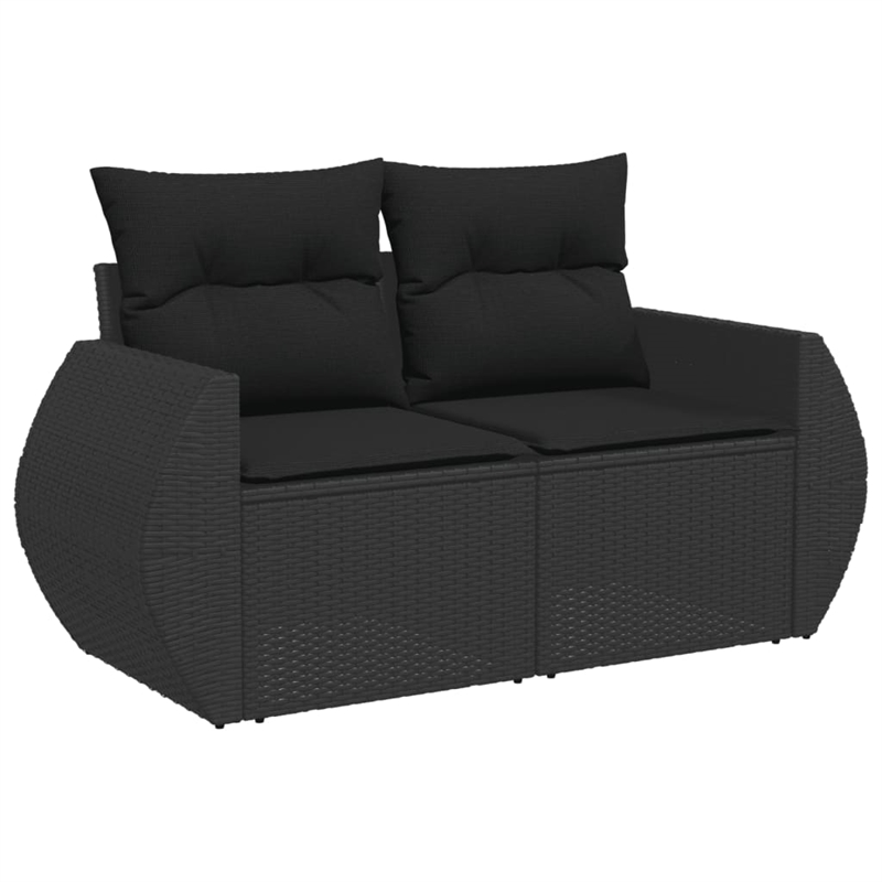 Afuera Living Contemporary Synthetic Poly Rattan  Large Sofa Set in Black