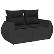 Afuera Living Contemporary Synthetic Poly Rattan  Large Sofa Set in Black
