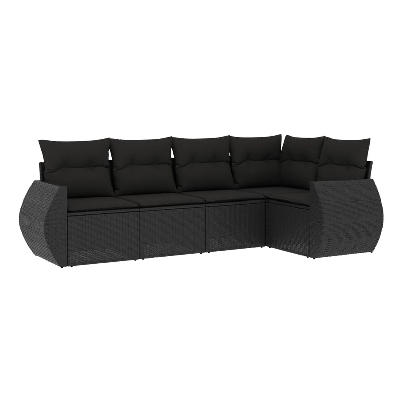 Afuera Living Contemporary Synthetic Poly Rattan  Large Sofa Set in Black