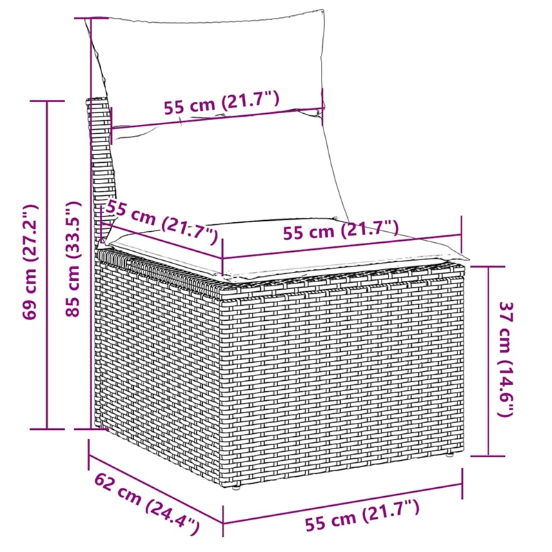 Afuera Living Contemporary 5 Piece Poly Rattan Sofa Set in Gray