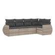 Afuera Living Contemporary 5 Piece Poly Rattan Sofa Set in Gray