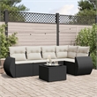 Afuera Living Contemporary Poly Rattan Sofa Set in Black/Cream