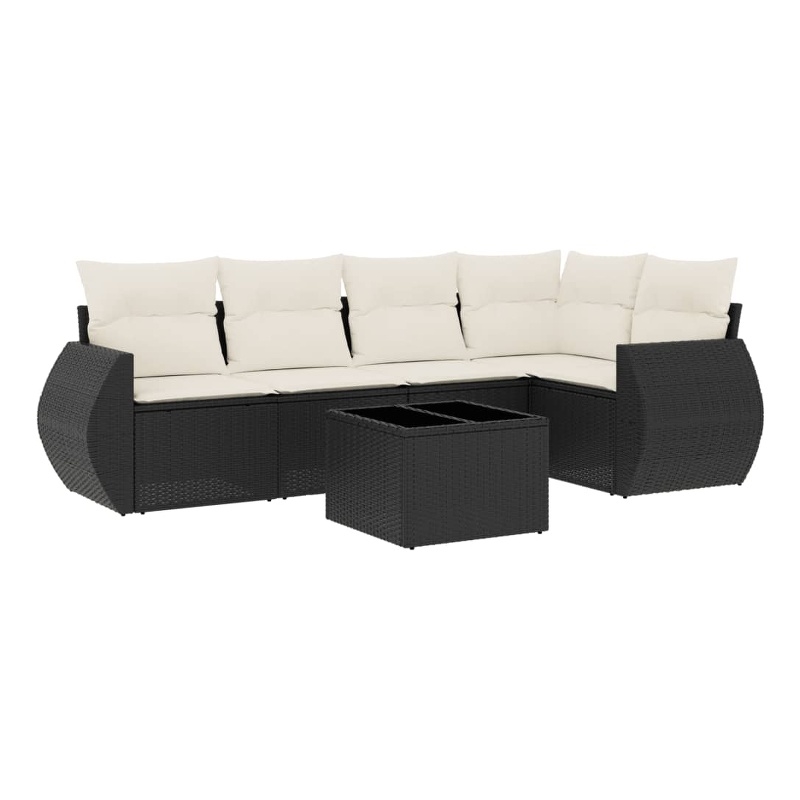 Afuera Living Contemporary Poly Rattan Sofa Set in Black/Cream