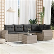 Afuera Living Contemporary 6 Piece Poly Rattan Large Sofa Set in Gray