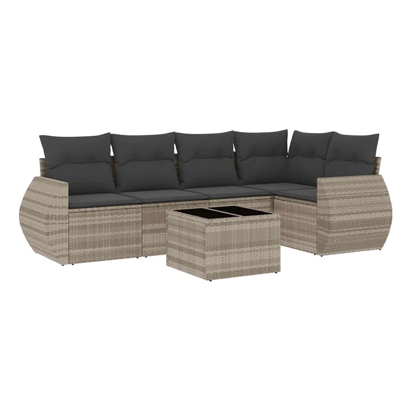 Afuera Living Contemporary 6 Piece Poly Rattan Large Sofa Set in Gray