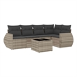 Afuera Living Contemporary 6 Piece Poly Rattan Large Sofa Set in Gray
