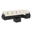 Afuera Living Contemporary 7 Piece Poly Rattan Sofa Set in Black/Cream