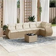 Afuera Living Contemporary Synthetic Poly Rattan 7 Piece  Sofa Set in Beige