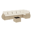 Afuera Living Contemporary Synthetic Poly Rattan 7 Piece  Sofa Set in Beige