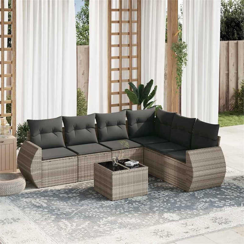 Afuera Living 7 Piece Poly Rattan Sofa Set in Gray/Anthracite