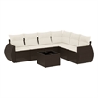Afuera Living Contemporary 7 Piece Poly Rattan Sofa Set in Brown/Cream