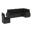 Afuera Living Contemporary Synthetic Poly Rattan 6 Piece  Sofa Set in Black