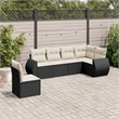 Afuera Living 6 Piece Poly Rattan Small Sofa Set in Black/Cream