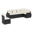 Afuera Living 6 Piece Poly Rattan Small Sofa Set in Black/Cream