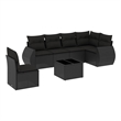 Afuera Living Contemporary 7 Piece Poly Rattan Sofa Set in Black