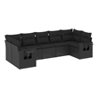Afuera Living Contemporary 7 Piece Poly Rattan Large Sofa Set in Black