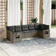 Afuera Living Contemporary 7 Piece Poly Rattan Sofa Set in Gray