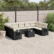 Afuera Living 10 Piece Poly Rattan Large Sofa Set in Black/Cream
