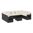 Afuera Living 10 Piece Poly Rattan Large Sofa Set in Black/Cream