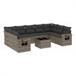 Afuera Living Contemporary 10 Piece Poly Rattan Sofa Set in Gray