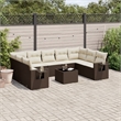 Afuera Living Contemporary 10 Piece Poly Rattan Sofa Set in Brown/Cream