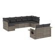 Afuera Living Contemporary 9 Piece Poly Rattan Sofa Set in Gray