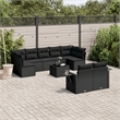 Afuera Living Contemporary Synthetic Poly Rattan 10 Piece  Sofa Set in Black