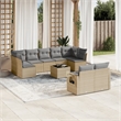 Afuera Living Contemporary 10 Piece Poly Rattan Sofa Set in Beige