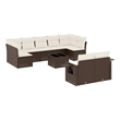 Afuera Living Contemporary 10 Piece Poly Rattan Large Sofa Set in Brown