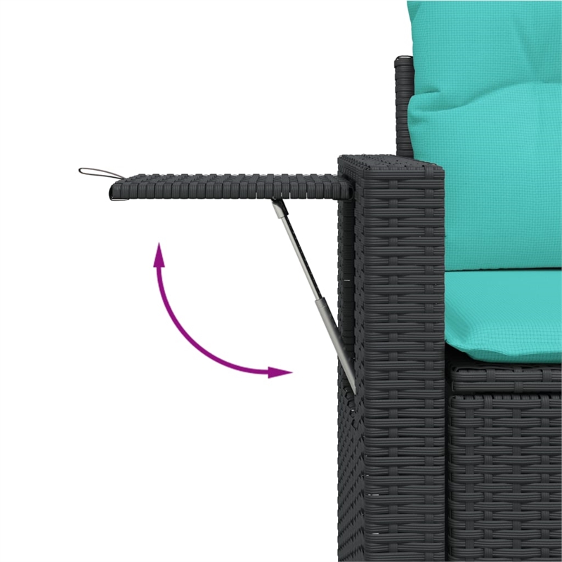 Afuera Living Contemporary Poly Rattan Patio Sofa Set in Black/Blue