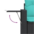 Afuera Living Contemporary Poly Rattan Patio Sofa Set in Black/Blue