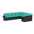 Afuera Living Contemporary Poly Rattan Patio Sofa Set in Black/Blue