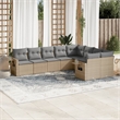 Afuera Living Contemporary 9 Piece Poly Rattan Sofa Set in Gray/Beige