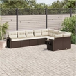 Afuera Living Contemporary 9 Piece Poly Rattan Sofa Set in Brown/Cream