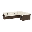 Afuera Living Contemporary 9 Piece Poly Rattan Sofa Set in Brown/Cream