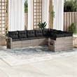 Afuera Living Contemporary Synthetic Poly Rattan 9 Piece  Sofa Set in Gray