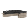 Afuera Living Contemporary Synthetic Poly Rattan 9 Piece  Sofa Set in Gray