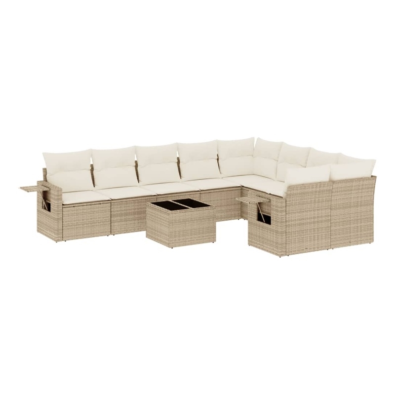 Afuera Living Contemporary 10 Piece Poly Rattan Sofa Set in Beige