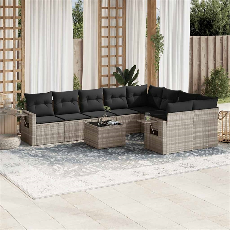 Afuera Living Contemporary Poly Rattan Sofa Set in Gray/Anthracite