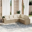 Afuera Living Contemporary 6 Piece Poly Rattan Large Sofa Set in Beige