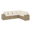 Afuera Living Contemporary 6 Piece Poly Rattan Large Sofa Set in Beige