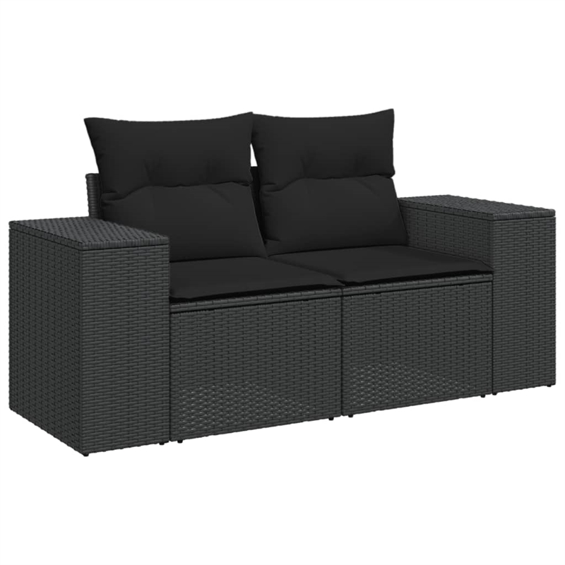 Afuera Living Contemporary 7 Piece Poly Rattan Sofa Set in Black
