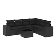 Afuera Living Contemporary 7 Piece Poly Rattan Sofa Set in Black