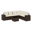 Afuera Living Contemporary 7 Piece Poly Rattan Sofa Set in Brown/Cream