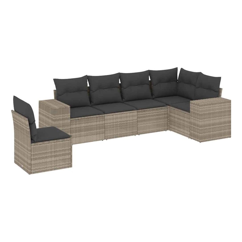 Afuera Living Contemporary 6 Piece Poly Rattan Sofa Set in Gray